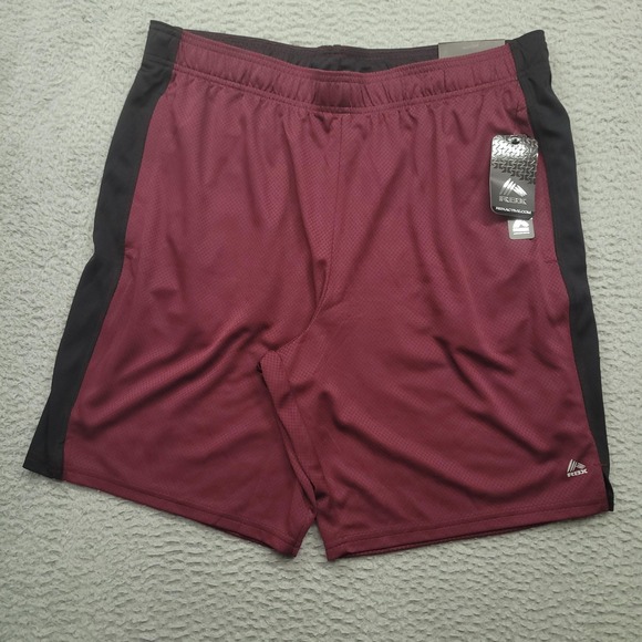 RBX Training Shorts Mens XL Maroon Black X-Dri Athletic Performance Quick Dry - Picture 1 of 11